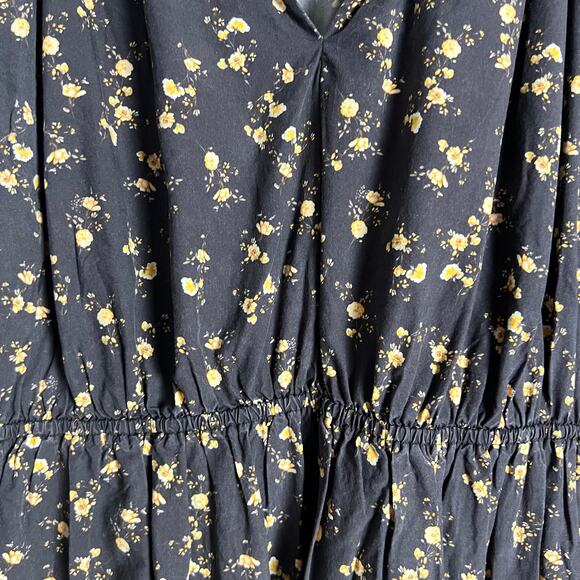 Rails Sal Black Floral Print Long Sleeve Midi Dress Size Medium - Picture 14 of 14